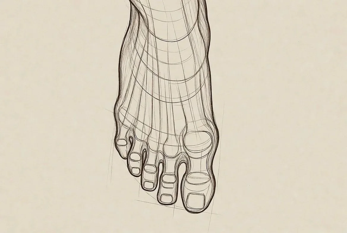 Anatomical illustration of the foot and ankle